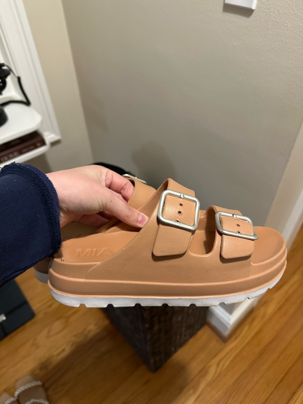 Mia Platform Double-Buckle Slide Sandals